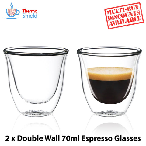 Espresso Double Wall Dual Thermo Shield Insulated Glasses for Delonghi - Thefridgefiltershop