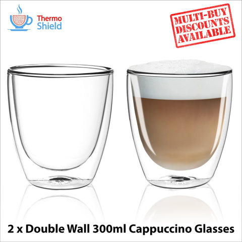 Cappuccino Double Wall Dual Thermo Shield Insulated Glasses for Delonghi - Thefridgefiltershop